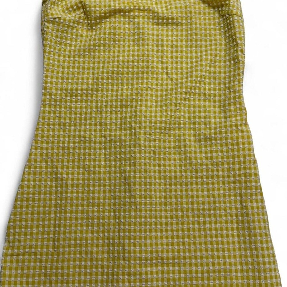 Urban Outfitters Yellow Gingham Seersucker Mini Dress Tie Strap Scoop Neck - Picture 3 of 7